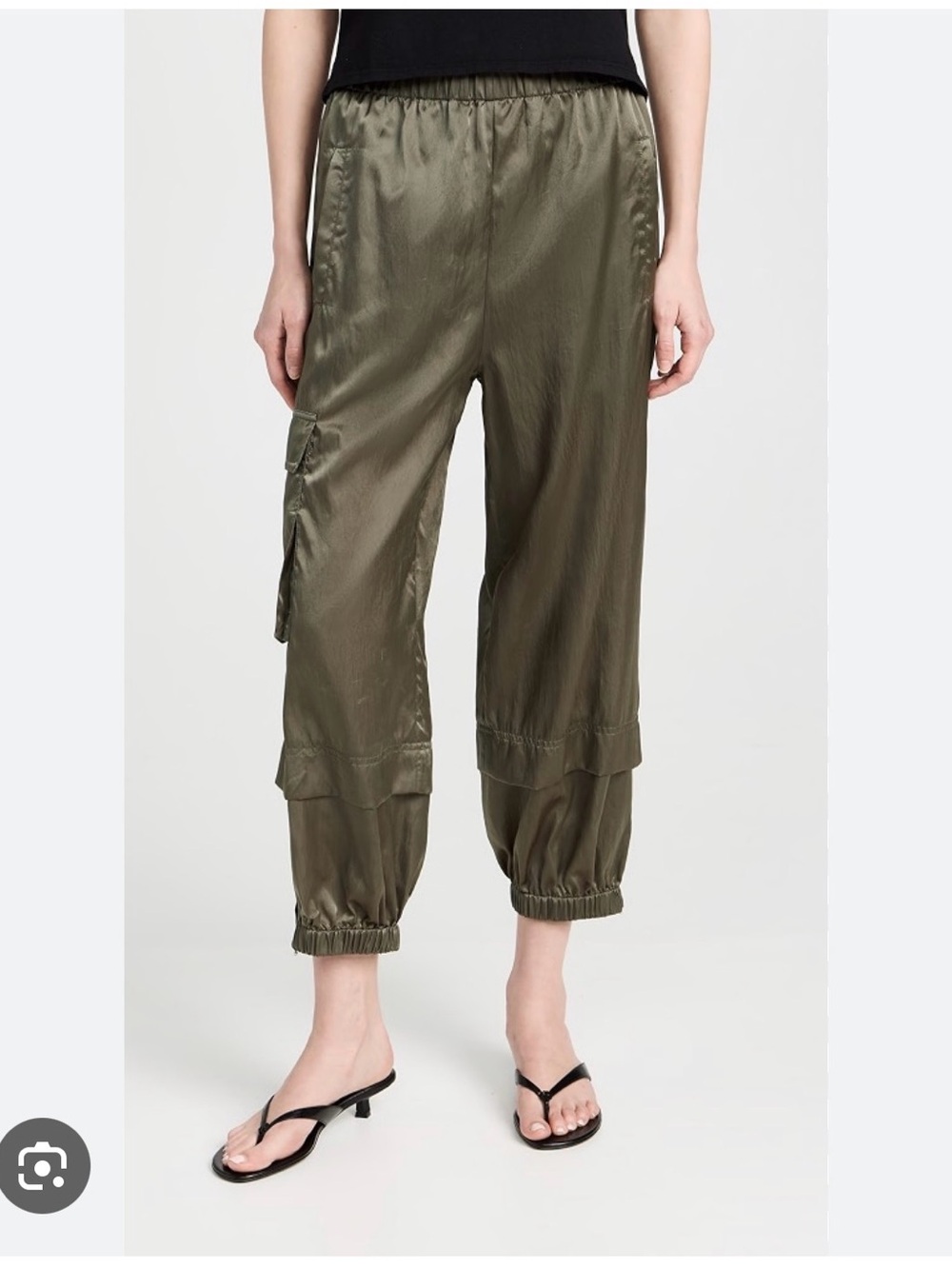 Tibi Shiny Nylon Wilt Jogger in Dune size Xxs